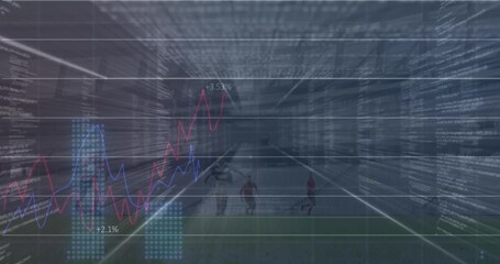 Animation of financial data processing over cityscape - Powered by Adobe