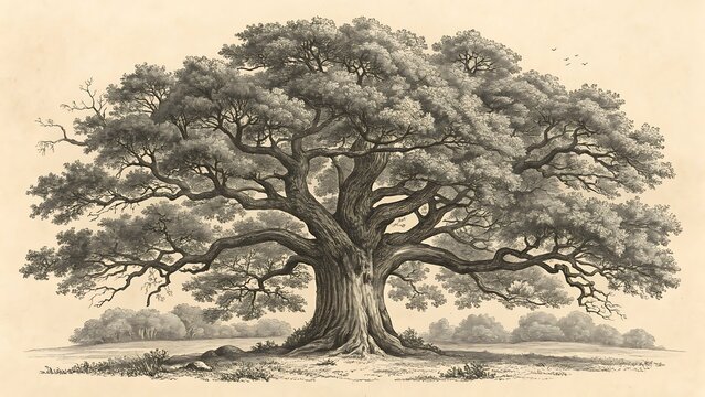 lonely tree in the fog - Powered by Adobe