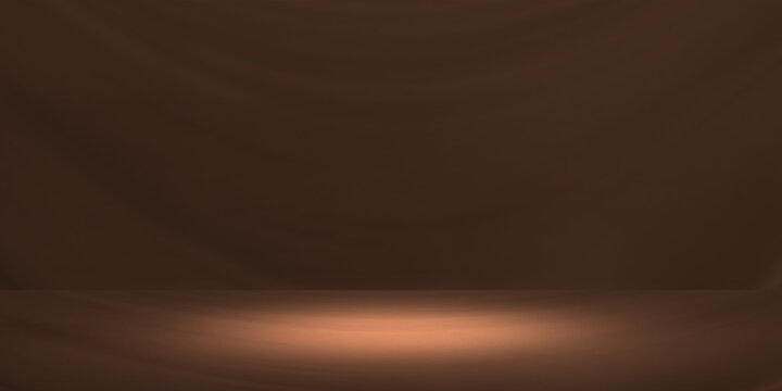 Rich chocolate brown background featuring blurred fabric pattern and warm spotlight. Elegant moody stage  perfect for luxury product displays and sophisticated digital mockups