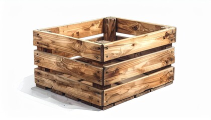 High-quality image of a rustic wooden crate, perfect for storage, decoration, or DIY projects.