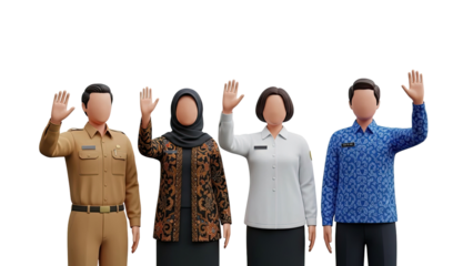 Indonesian Civil Servants in Traditional Attire