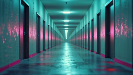 Endless Hallway with Repeating Doors Dreamcore Style