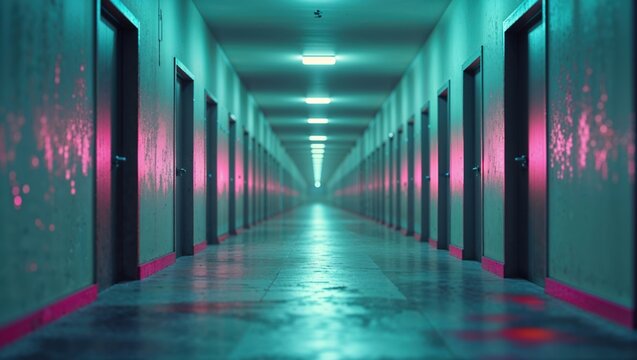 Endless Hallway with Repeating Doors Dreamcore Style