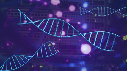 Animation of dna and molecular structures against close up of a computer server - Powered by Adobe