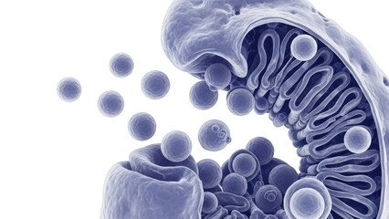 Scanning electron micrograph of budding yeast cells releasing spores png isolated transparent background