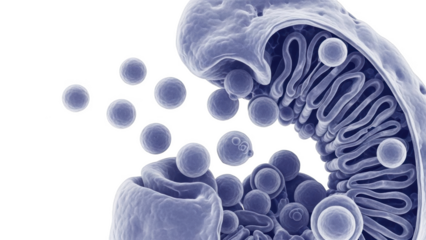 Scanning electron micrograph of budding yeast cells releasing spores png isolated transparent background