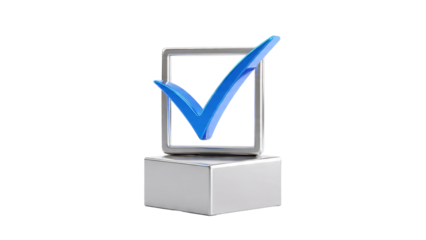 Blue check mark on square base