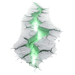 Cracked earth with bright green glow