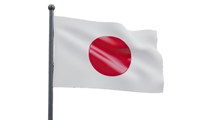 Waving flag of Japan on a flagpole