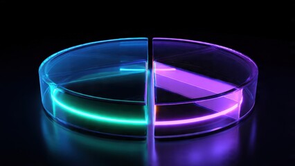 Futuristic Glass Pie Chart with Neon Glow
