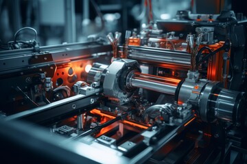 Advanced automated machinery actively working in a modern industrial setting