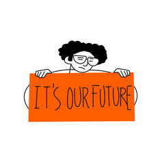 Illustration of a Man Protesting for the Future