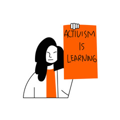 Woman Holding an Activism Sign