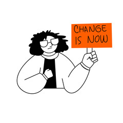 Illustration of a Woman with an Activism Sign