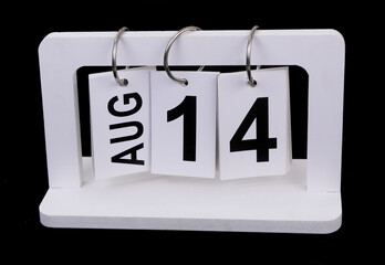 August 14 on calendar on black background
