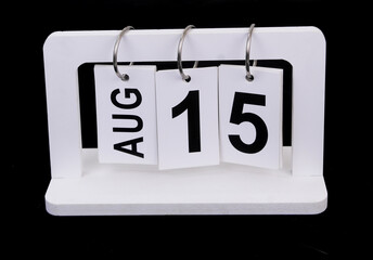 August 15 on calendar on black background