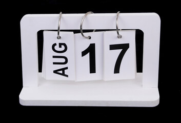 August 17 on calendar on black background