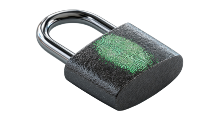 Padlock with glowing fingerprint symbol