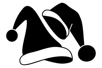 Christmas santa claus hats black silhouette vector illustration
