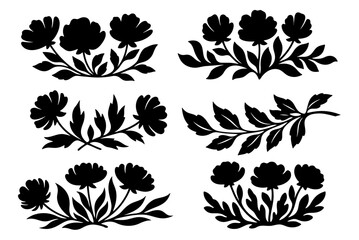 Decorative floral silhouettes and vintage ornament dividers set