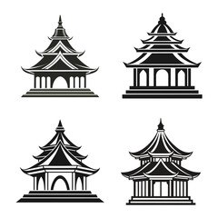 Asian Pagoda and Temple Silhouettes Collection