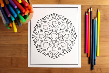 Floral Mandala Line Art Ornament &ndash; Generative AI