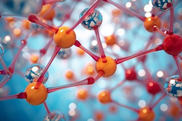 Detailed abstract molecular structure showing connected atoms and chemical bonds