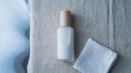 White Skincare Bottle on Textured Surface