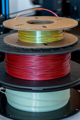 Spool of yellow pla filament for printing 3d printer