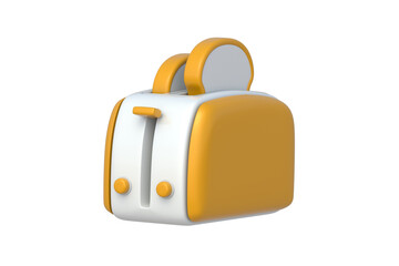 Toaster with slices of bread isolated on white background. Toastie maker. Grill for bread. Kitchen utensil. 3d render