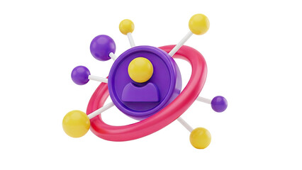 Abstract 3D Network with User Icon and Spheres