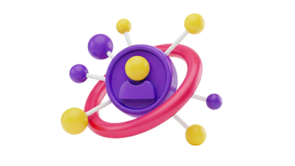 Abstract 3D Network with User Icon and Spheres