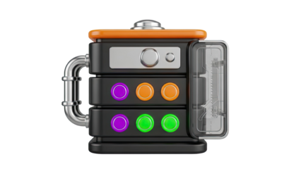 Futuristic Control Panel with Glowing Buttons and Transparent Display