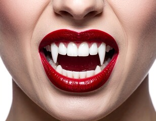 Naklejka premium close up of a woman lips vampire