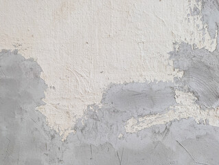 White and grey damaged grunge wall texture. Old paint and cement abstract background.