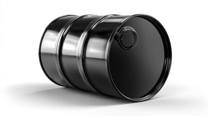 A black barrel drum is shown on a white background. The drum appears sturdy and is suitable for holding different types of liquid or solid materials in various industries