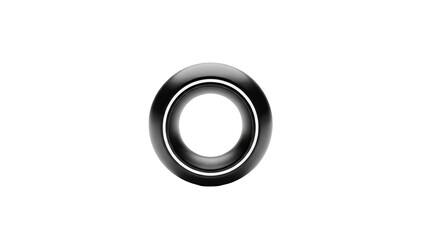 Sleek Black Ring with White Accent on White Background