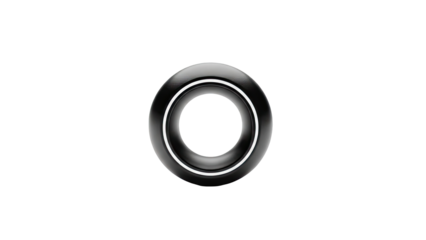 Sleek Black Ring with White Accent on White Background