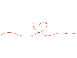 Red Continuous Line Heart Illustration &ndash; Minimal Love and Romance Concept Design