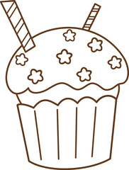 The cupcake icon features a star and Pocky sticks.