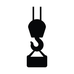 Industrial Crane Hook Icon Silhouette &ndash; Heavy Lifting Construction Equipment Symbol