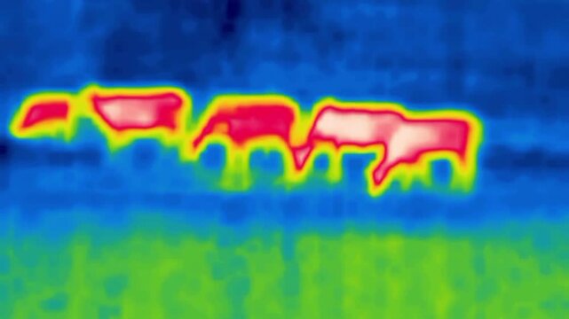The buffalo cattle breed. Image from thermal imager device. Cattle