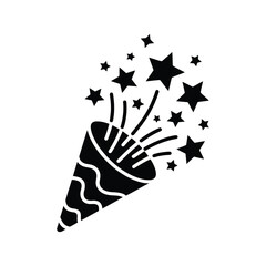 Party Popper Firework Icon Silhouette &ndash; Celebration, Festival, and Event Symbol Vector