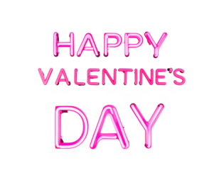 Happy Valentine's Day in glowing pink neon tubes,white background