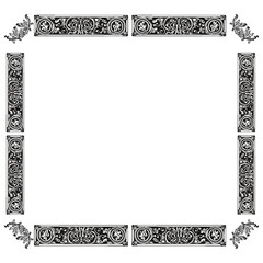 Decorative vintage corner frames with elegant ornamental border design, isolated on white background.
Elegant ornamental corner frames set with classic vintage style for invitations and decorative lay