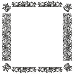 Decorative vintage corner frames with elegant ornamental border design, isolated on white background.
Elegant ornamental corner frames set with classic vintage style for invitations and decorative lay