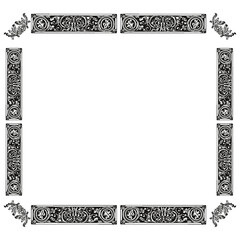 Decorative vintage corner frames with elegant ornamental border design, isolated on white background.
Elegant ornamental corner frames set with classic vintage style for invitations and decorative lay