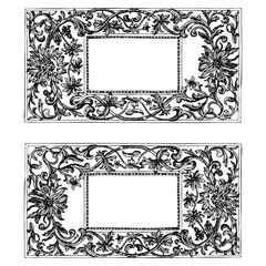 Decorative vintage corner frames with elegant ornamental border design, isolated on white background.
Elegant ornamental corner frames set with classic vintage style for invitations and decorative lay