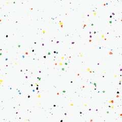 Colorful Terrazzo Seamless Pattern with Vibrant Speckles on White Background