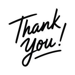 Thank You Handwritten Lettering Typography &ndash; Black Script Calligraphy Quote Isolated on White